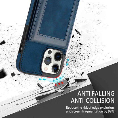 N.BEKUS RFID Blocking Phone Case for iPhone 13 Pro 6.1 inch, Vertical Card Holder Kickstand Design PU Leather and TPU Phone Cover