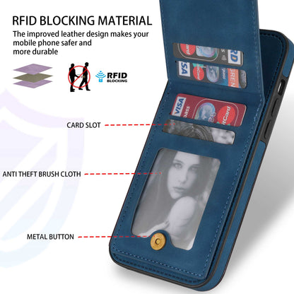 N.BEKUS RFID Blocking Phone Case for iPhone 13 Pro 6.1 inch, Vertical Card Holder Kickstand Design PU Leather and TPU Phone Cover