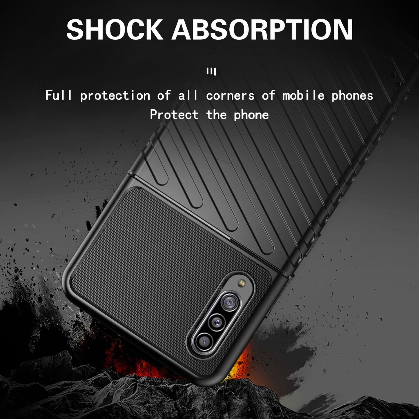 For Samsung Galaxy A90 5G Thunder Series Wear-resistant Case Thickened TPU Cell Phone Shell