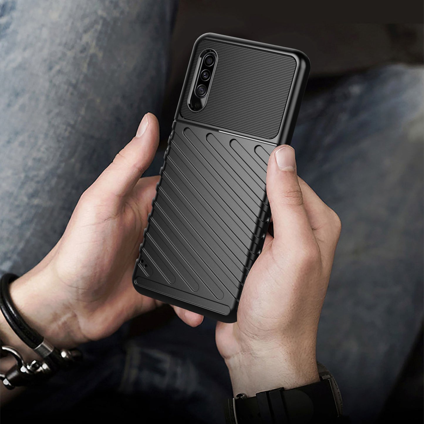 For Samsung Galaxy A90 5G Thunder Series Wear-resistant Case Thickened TPU Cell Phone Shell