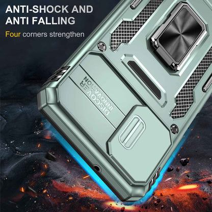 For Samsung Galaxy A12 / F12 / M12 Armor Series Hybrid Hard PC Soft TPU Shockproof Case Ring Car Mount Kickstand Back Shell with Camera Cover