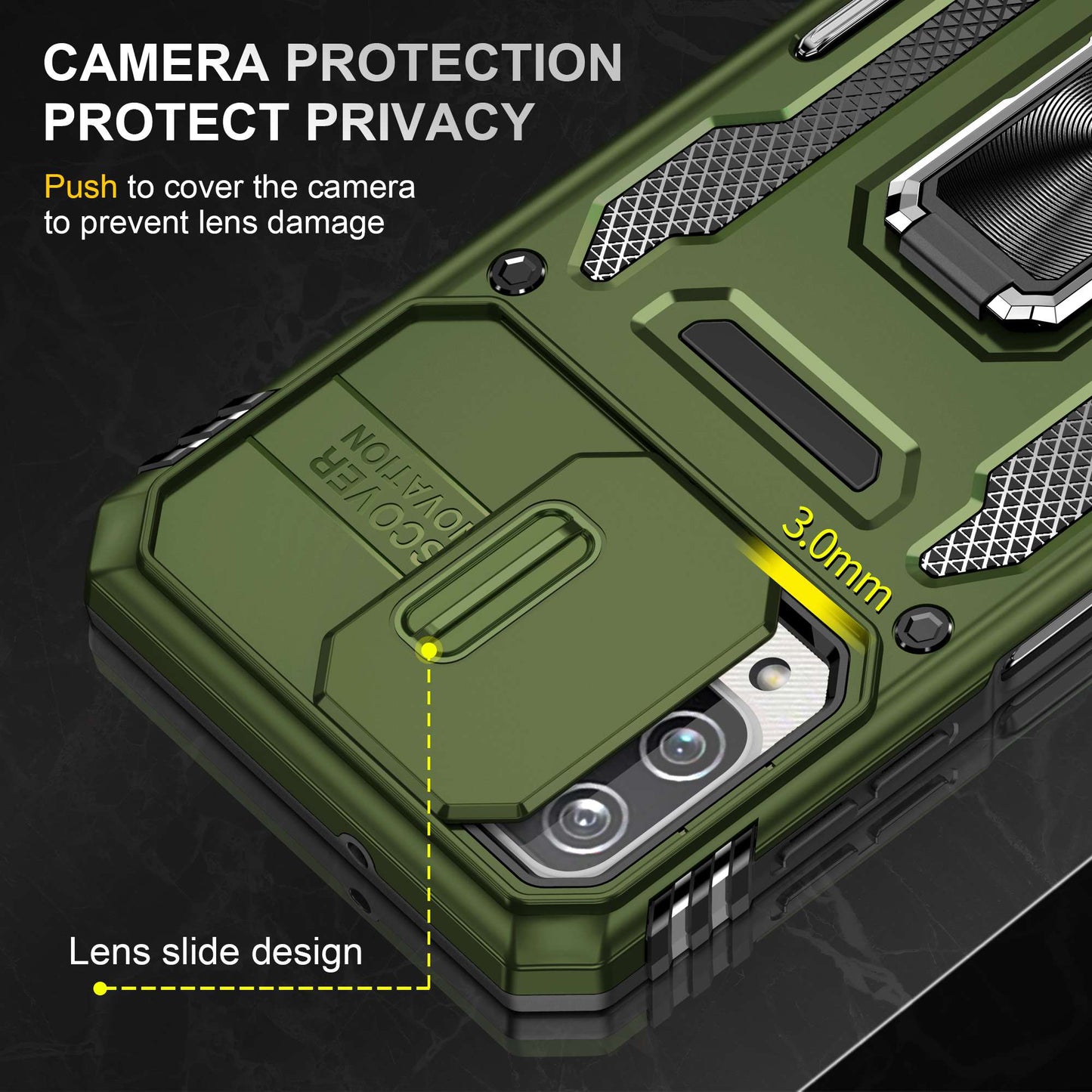 For Samsung Galaxy A12 / F12 / M12 Armor Series Hybrid Hard PC Soft TPU Shockproof Case Ring Car Mount Kickstand Back Shell with Camera Cover