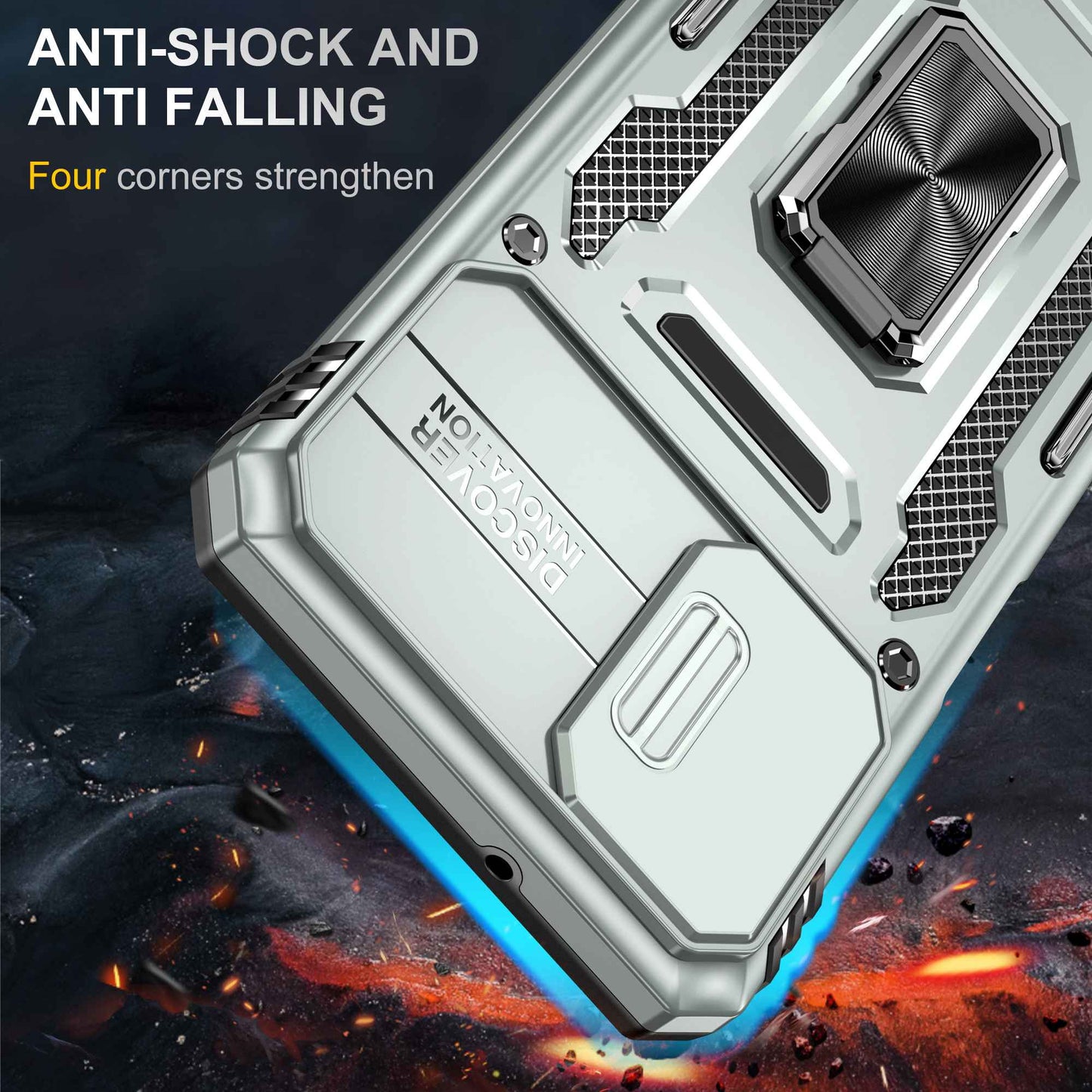 For Samsung Galaxy A12 / F12 / M12 Armor Series Hybrid Hard PC Soft TPU Shockproof Case Ring Car Mount Kickstand Back Shell with Camera Cover
