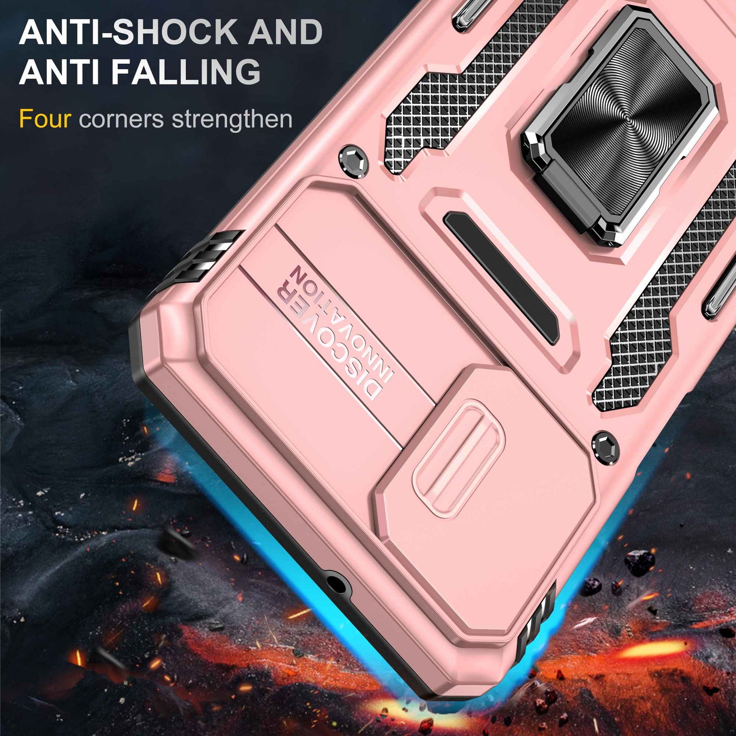 For Samsung Galaxy A12 / F12 / M12 Armor Series Hybrid Hard PC Soft TPU Shockproof Case Ring Car Mount Kickstand Back Shell with Camera Cover