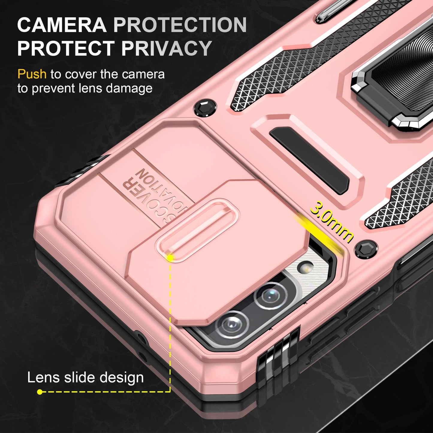 For Samsung Galaxy A12 / F12 / M12 Armor Series Hybrid Hard PC Soft TPU Shockproof Case Ring Car Mount Kickstand Back Shell with Camera Cover