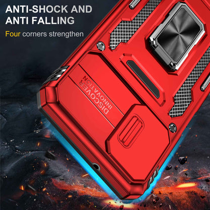 For Samsung Galaxy A12 / F12 / M12 Armor Series Hybrid Hard PC Soft TPU Shockproof Case Ring Car Mount Kickstand Back Shell with Camera Cover