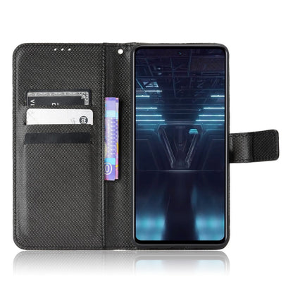 For Infinix Note 12 VIP 4G / X672 Full Protection Diamond Texture PU Leather Phone Case Anti-shock Stand Flip Wallet Cover with Strap