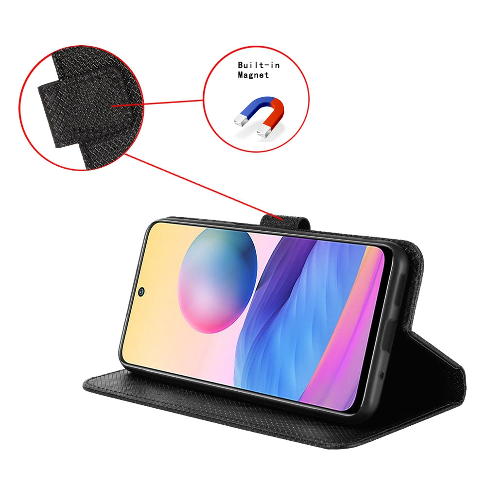 For Infinix Note 12 VIP 4G / X672 Full Protection Diamond Texture PU Leather Phone Case Anti-shock Stand Flip Wallet Cover with Strap