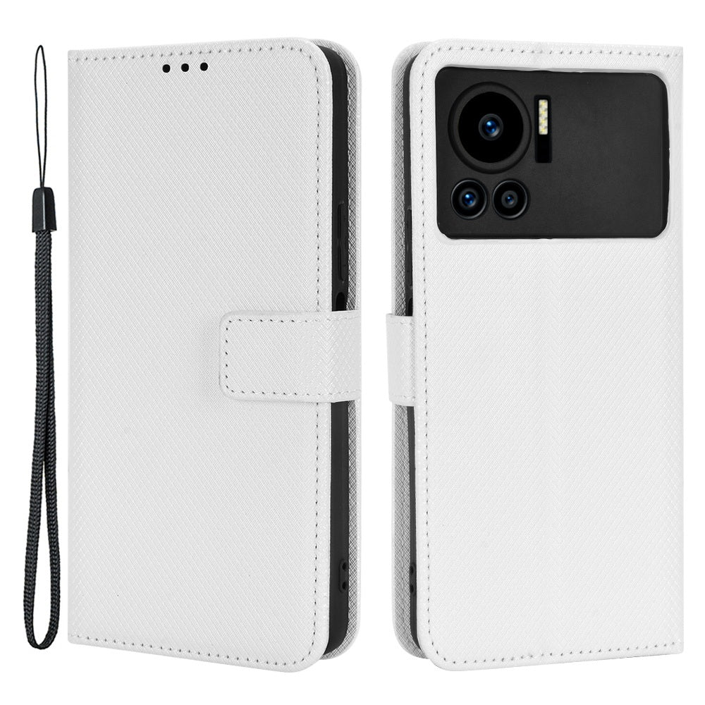 For Infinix Note 12 VIP 4G / X672 Full Protection Diamond Texture PU Leather Phone Case Anti-shock Stand Flip Wallet Cover with Strap