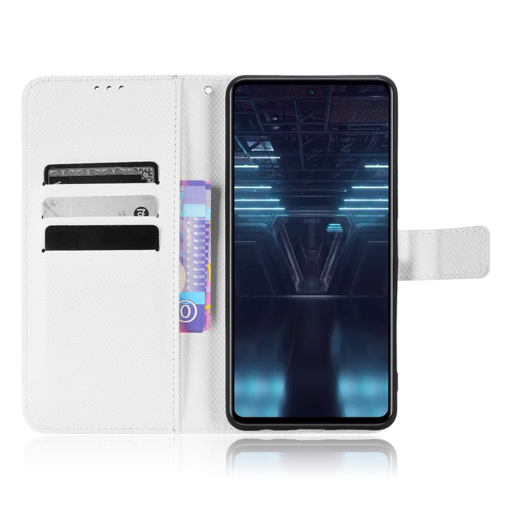 For Infinix Note 12 VIP 4G / X672 Full Protection Diamond Texture PU Leather Phone Case Anti-shock Stand Flip Wallet Cover with Strap