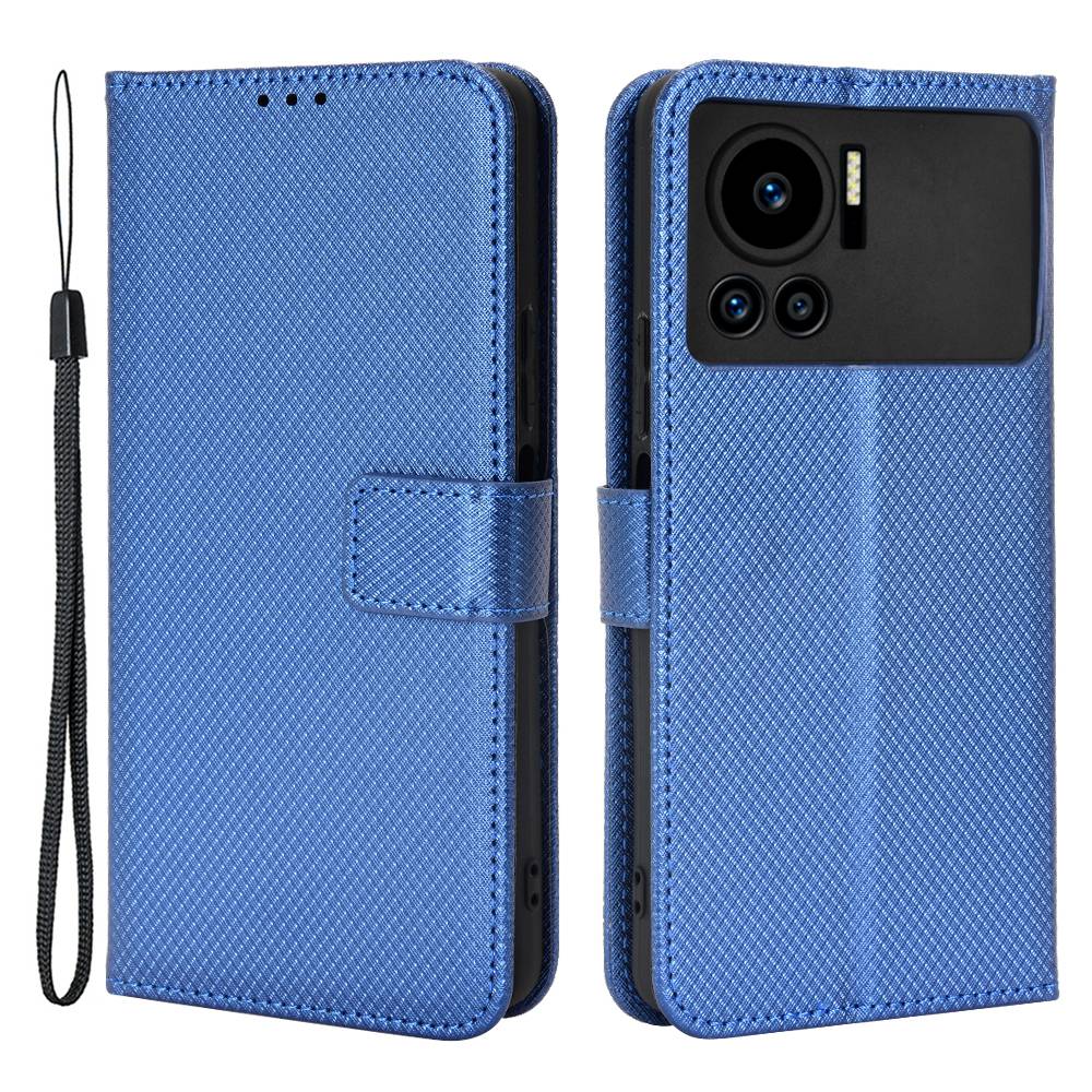 For Infinix Note 12 VIP 4G / X672 Full Protection Diamond Texture PU Leather Phone Case Anti-shock Stand Flip Wallet Cover with Strap