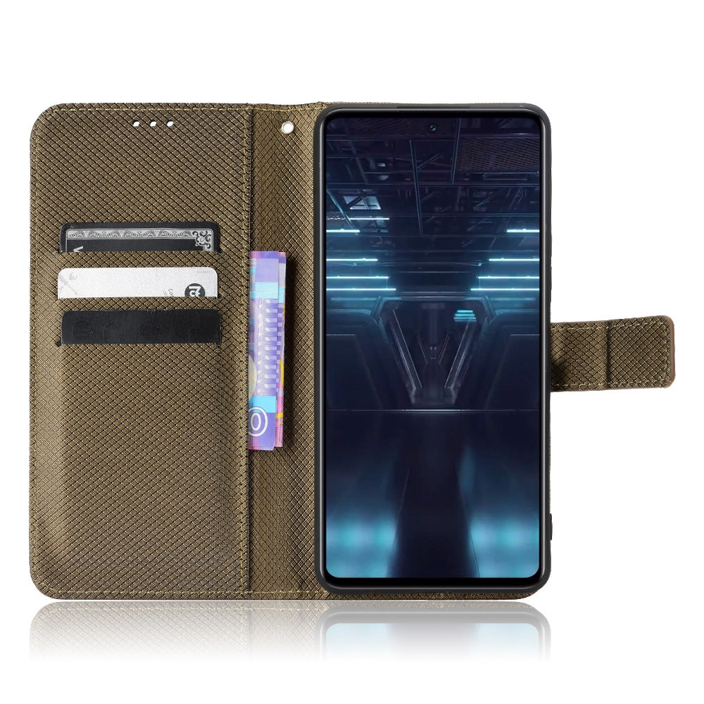 For Infinix Note 12 VIP 4G / X672 Full Protection Diamond Texture PU Leather Phone Case Anti-shock Stand Flip Wallet Cover with Strap