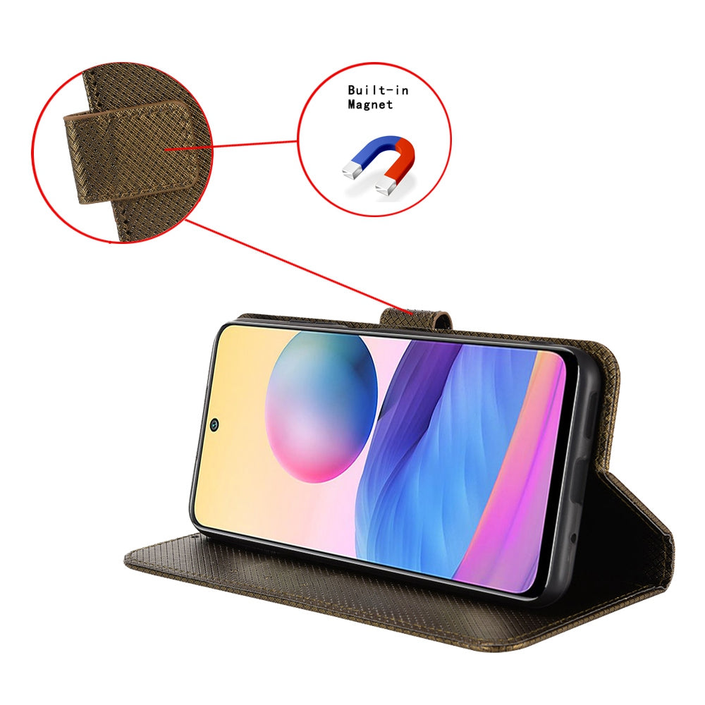 For Infinix Note 12 VIP 4G / X672 Full Protection Diamond Texture PU Leather Phone Case Anti-shock Stand Flip Wallet Cover with Strap