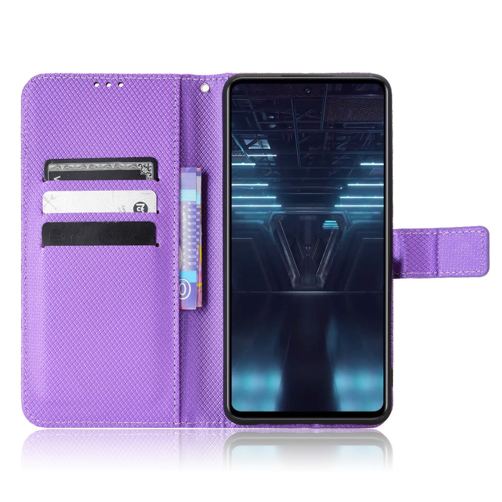For Infinix Note 12 VIP 4G / X672 Full Protection Diamond Texture PU Leather Phone Case Anti-shock Stand Flip Wallet Cover with Strap