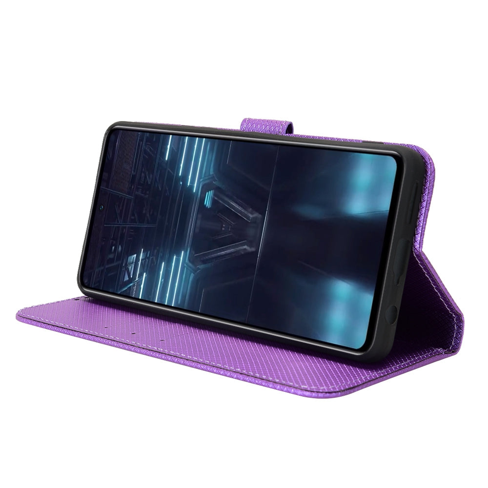 For Infinix Note 12 VIP 4G / X672 Full Protection Diamond Texture PU Leather Phone Case Anti-shock Stand Flip Wallet Cover with Strap