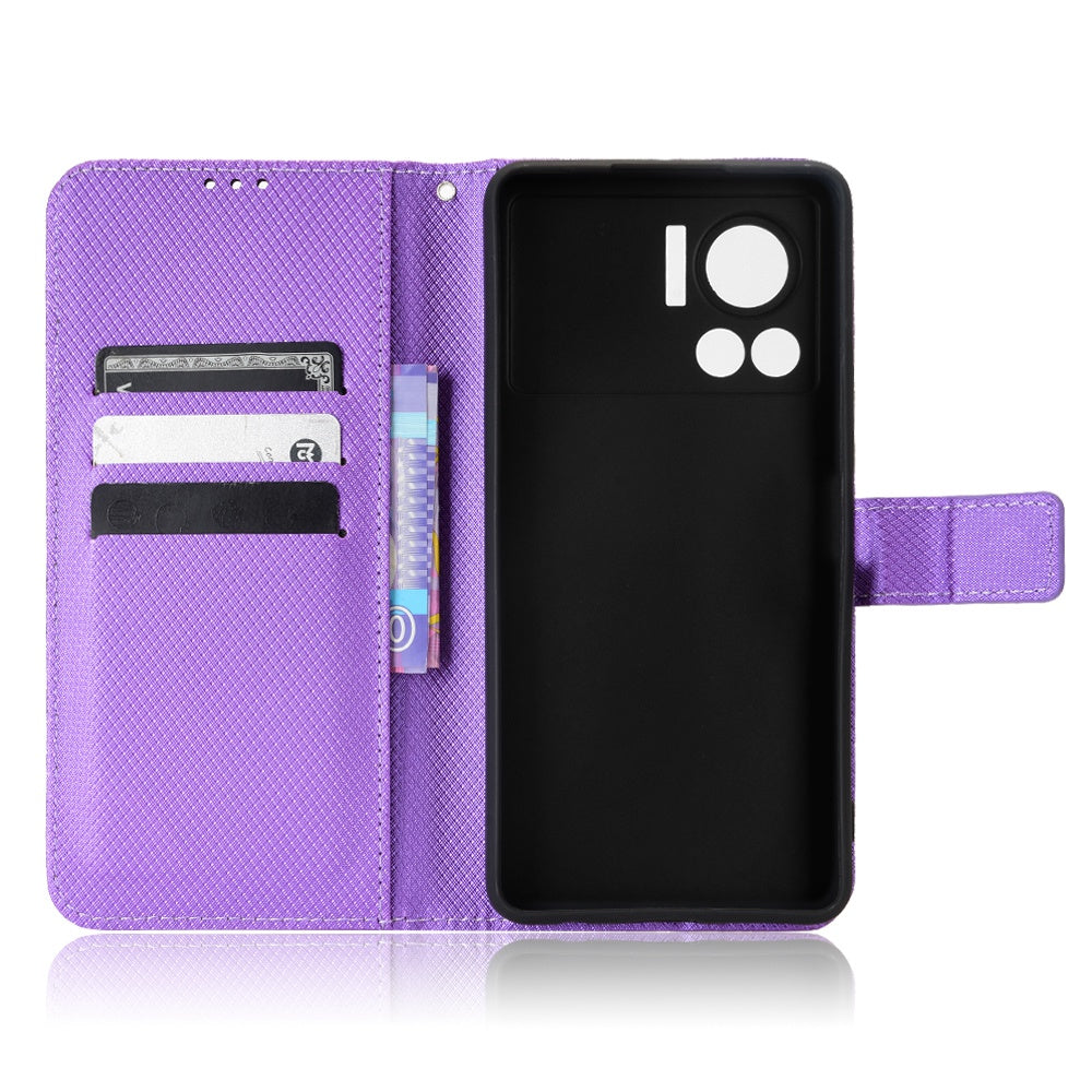 For Infinix Note 12 VIP 4G / X672 Full Protection Diamond Texture PU Leather Phone Case Anti-shock Stand Flip Wallet Cover with Strap