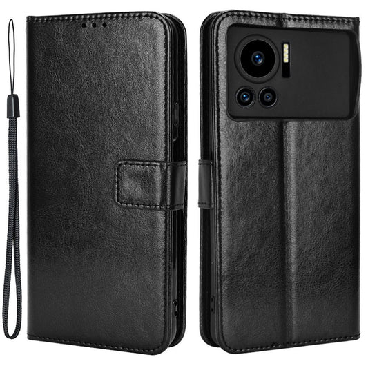 For Infinix Note 12 VIP X672 4G Crazy Horse Texture Wallet Style Case Stand TPU+PU Leather Double Protection Phone Cover with Strap