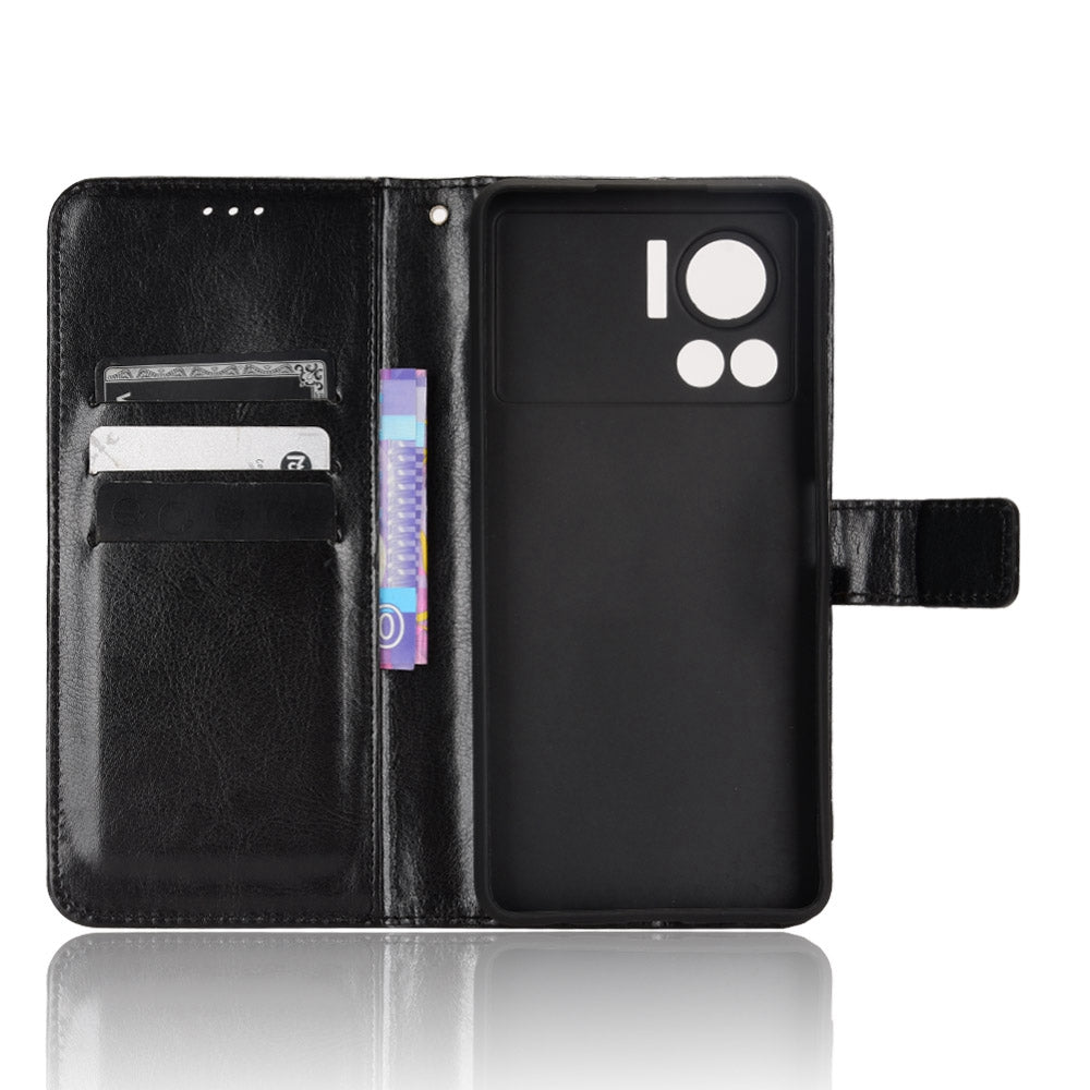 For Infinix Note 12 VIP X672 4G Crazy Horse Texture Wallet Style Case Stand TPU+PU Leather Double Protection Phone Cover with Strap