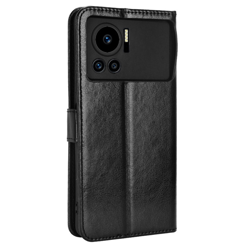 For Infinix Note 12 VIP X672 4G Crazy Horse Texture Wallet Style Case Stand TPU+PU Leather Double Protection Phone Cover with Strap