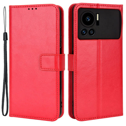 For Infinix Note 12 VIP X672 4G Crazy Horse Texture Wallet Style Case Stand TPU+PU Leather Double Protection Phone Cover with Strap