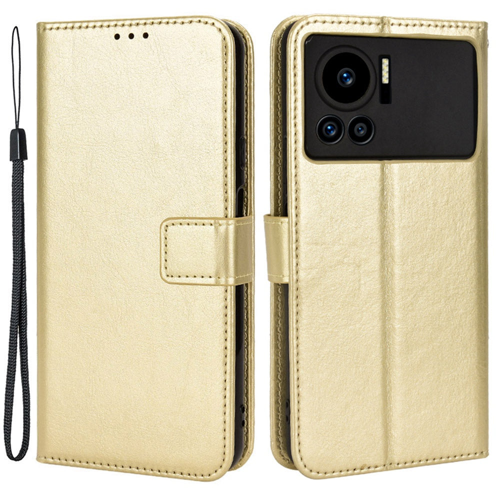 For Infinix Note 12 VIP X672 4G Crazy Horse Texture Wallet Style Case Stand TPU+PU Leather Double Protection Phone Cover with Strap