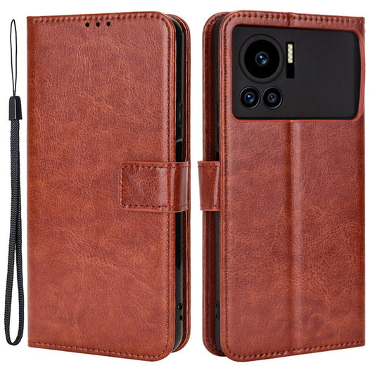 For Infinix Note 12 VIP X672 4G Crazy Horse Texture Wallet Style Case Stand TPU+PU Leather Double Protection Phone Cover with Strap
