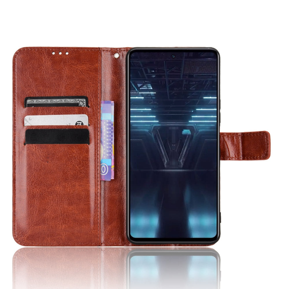 For Infinix Note 12 VIP X672 4G Crazy Horse Texture Wallet Style Case Stand TPU+PU Leather Double Protection Phone Cover with Strap