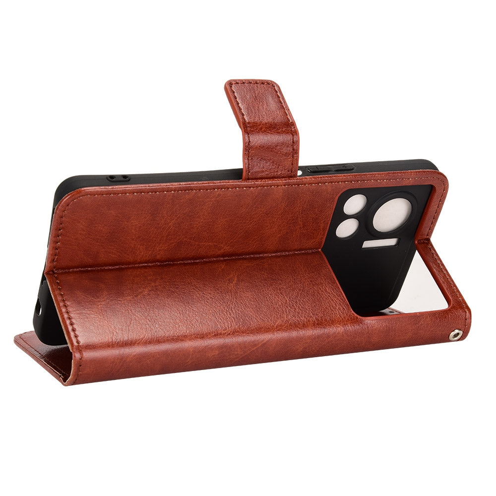 For Infinix Note 12 VIP X672 4G Crazy Horse Texture Wallet Style Case Stand TPU+PU Leather Double Protection Phone Cover with Strap