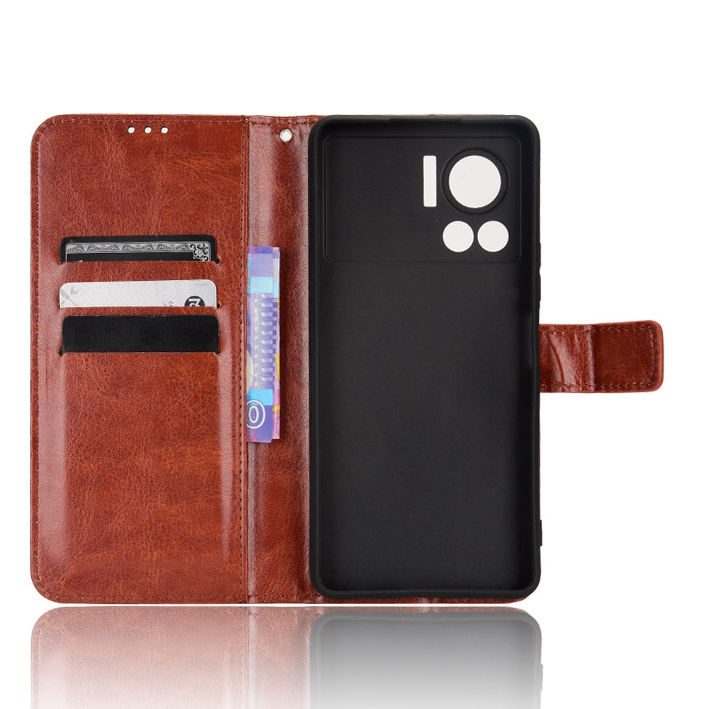 For Infinix Note 12 VIP X672 4G Crazy Horse Texture Wallet Style Case Stand TPU+PU Leather Double Protection Phone Cover with Strap