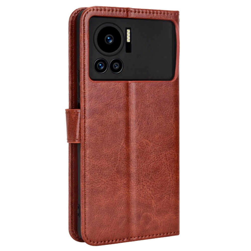 For Infinix Note 12 VIP X672 4G Crazy Horse Texture Wallet Style Case Stand TPU+PU Leather Double Protection Phone Cover with Strap