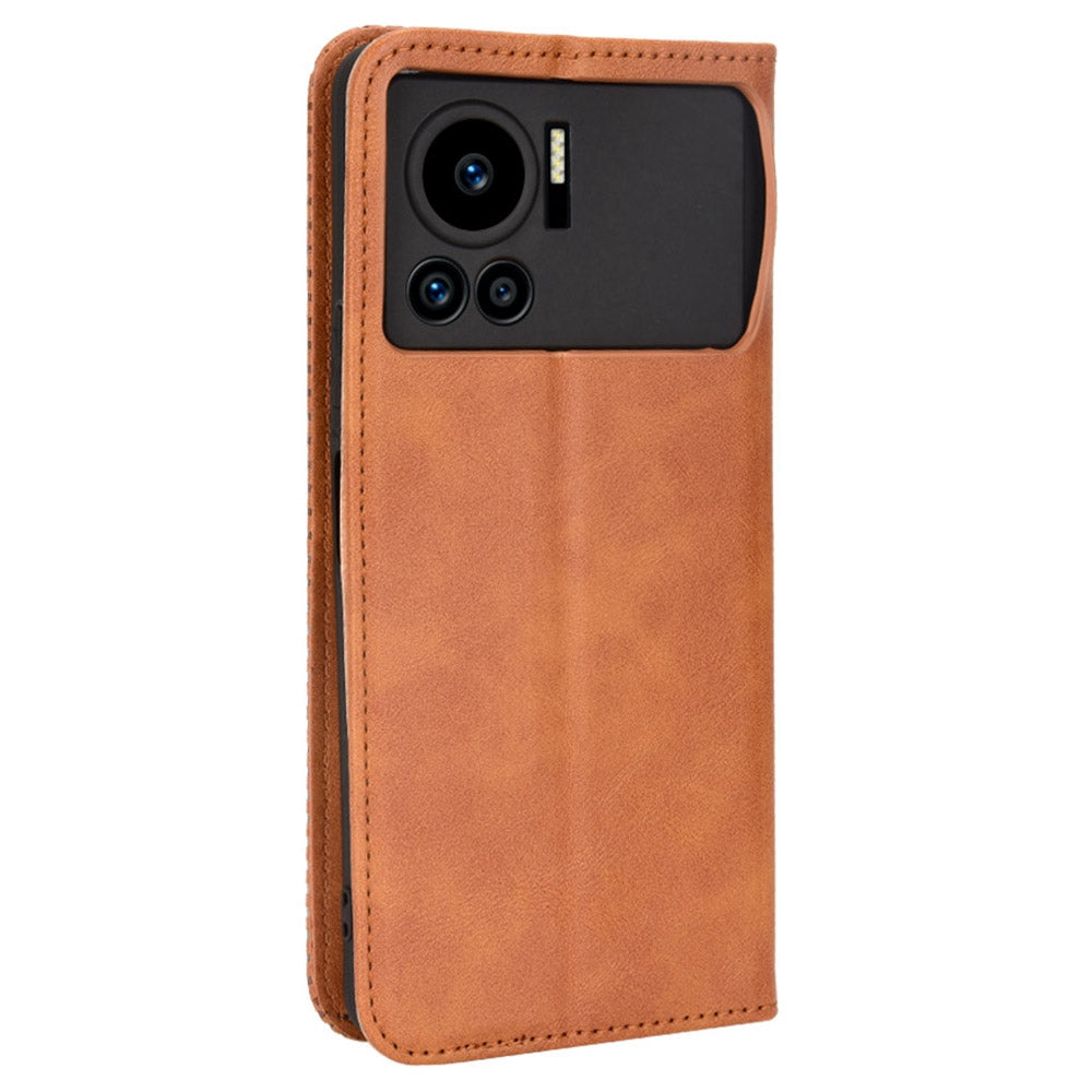 For Infinix Note 12 VIP X672 4G Vintage PU Leather Scratch-resistant Phone Case Stand Drop-proof Shell with Wallet