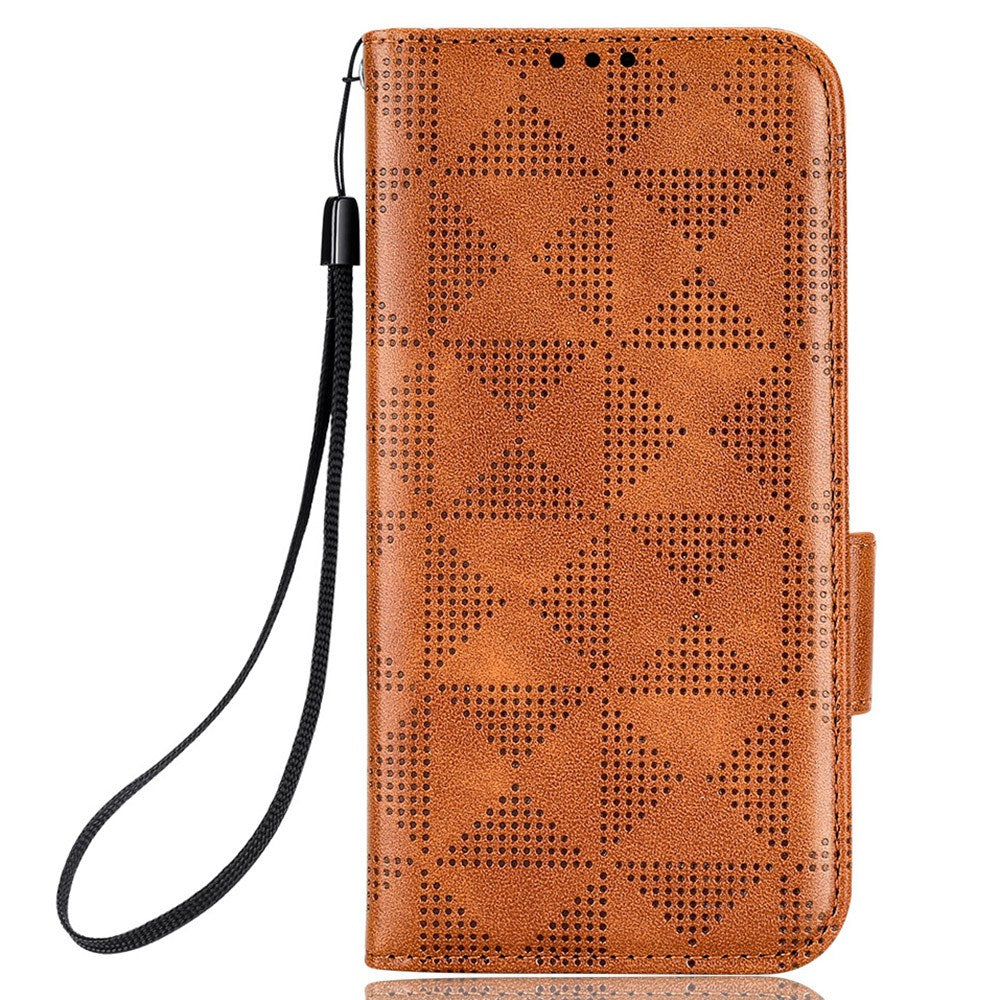 For Honor X8 5G Triangle Pattern Imprinted Flip Stand Wallet Leather Phone Case Shockproof Cover with Strap