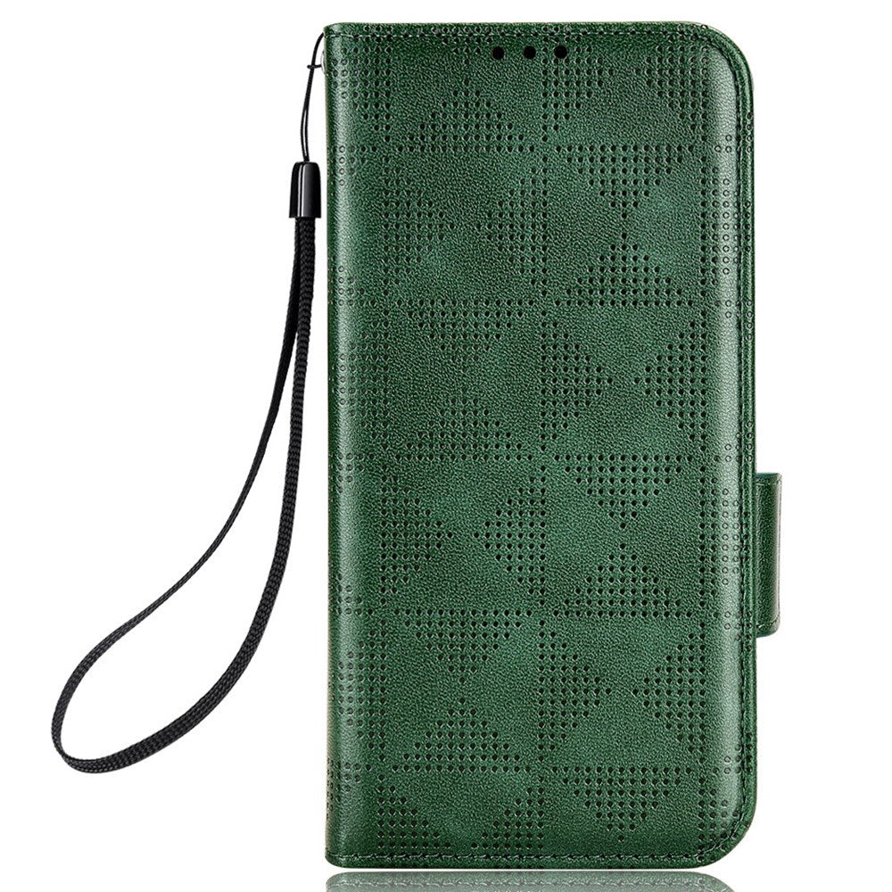 For Honor X8 5G Triangle Pattern Imprinted Flip Stand Wallet Leather Phone Case Shockproof Cover with Strap