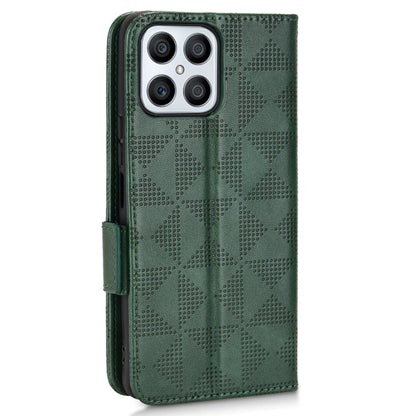 For Honor X8 5G Triangle Pattern Imprinted Flip Stand Wallet Leather Phone Case Shockproof Cover with Strap