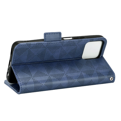 For Honor X8 5G Triangle Pattern Imprinted Flip Stand Wallet Leather Phone Case Shockproof Cover with Strap