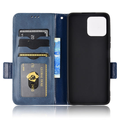 For Honor X8 5G Triangle Pattern Imprinted Flip Stand Wallet Leather Phone Case Shockproof Cover with Strap