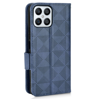 For Honor X8 5G Triangle Pattern Imprinted Flip Stand Wallet Leather Phone Case Shockproof Cover with Strap