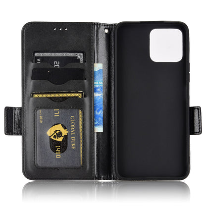 For Honor X8 5G Triangle Pattern Imprinted Flip Stand Wallet Leather Phone Case Shockproof Cover with Strap