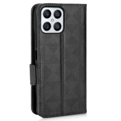 For Honor X8 5G Triangle Pattern Imprinted Flip Stand Wallet Leather Phone Case Shockproof Cover with Strap
