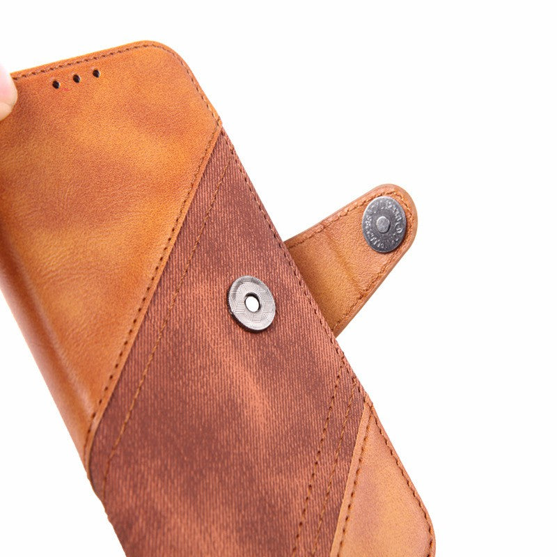 Crazy Horse Texture Wallet Case for iPhone 13 Pro 6.1 inch, Splicing PU Leather Viewing Stand Folio Flip Phone Cover
