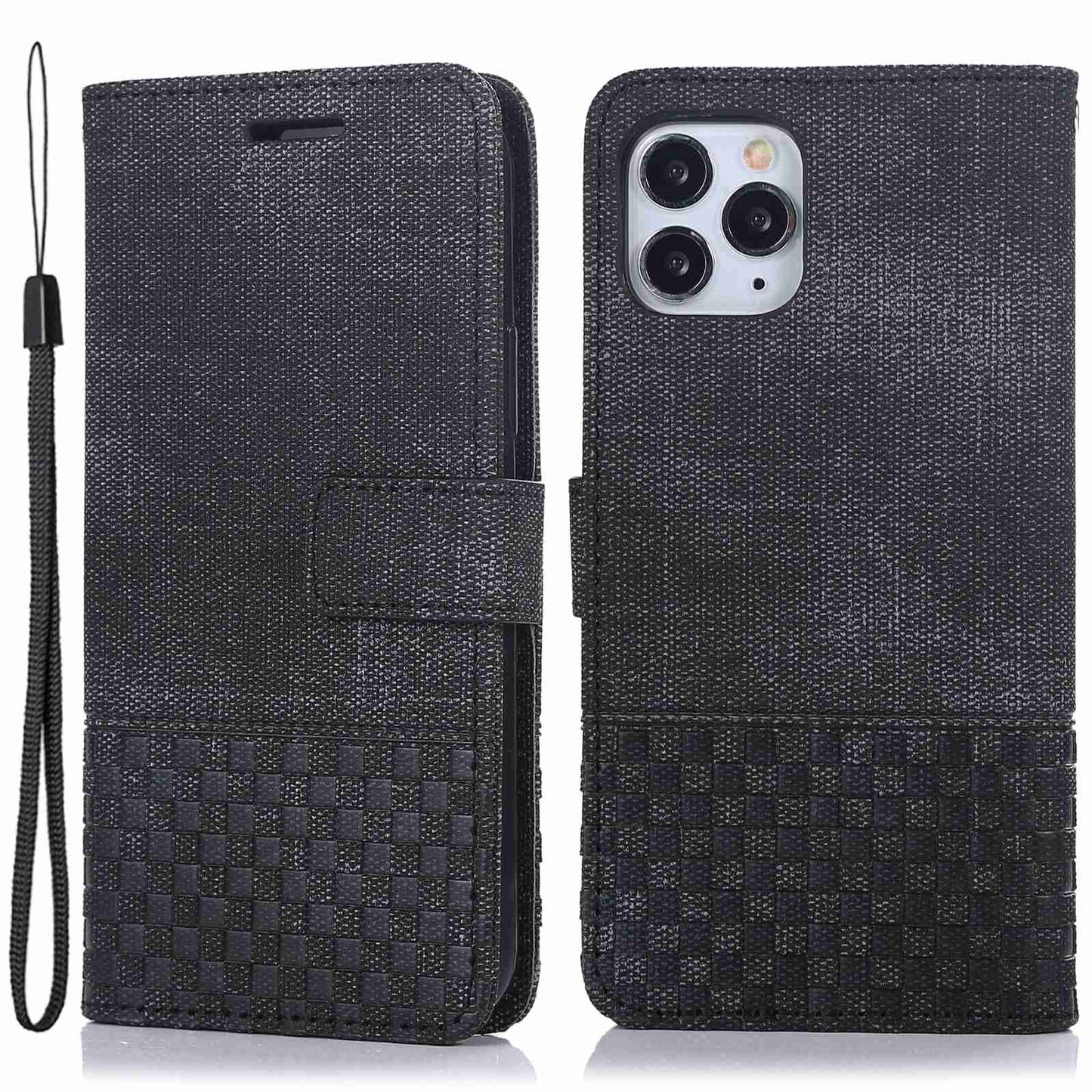 Anti-drop Phone Case For iPhone 13 Pro 6.1 inch, Cloth Texture PU Leather Magnetic Stand Wallet RFID Blocking Scratch-resistant Phone Cover