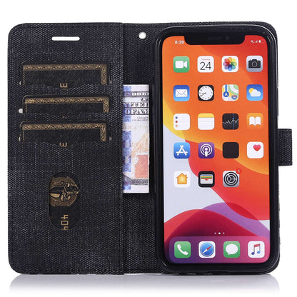 Anti-drop Phone Case For iPhone 13 Pro 6.1 inch, Cloth Texture PU Leather Magnetic Stand Wallet RFID Blocking Scratch-resistant Phone Cover