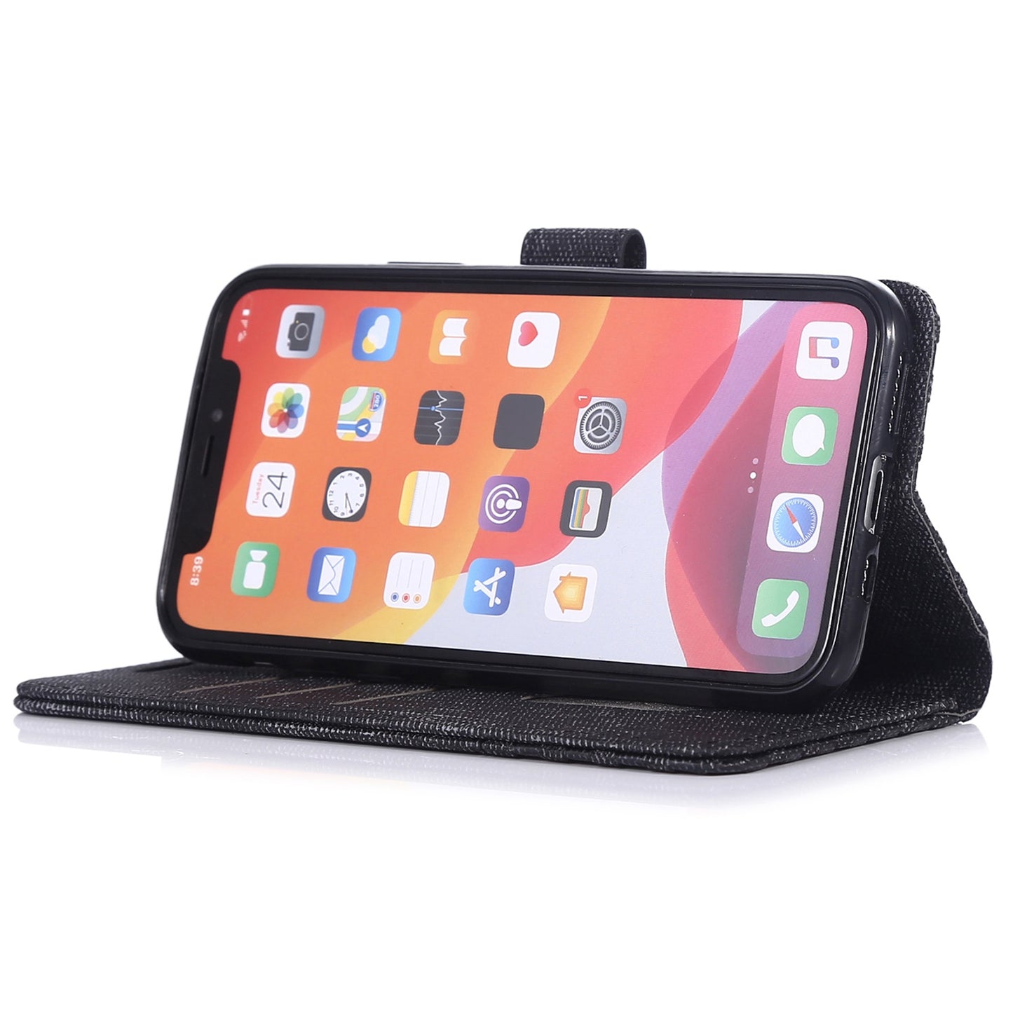 Anti-drop Phone Case For iPhone 13 Pro 6.1 inch, Cloth Texture PU Leather Magnetic Stand Wallet RFID Blocking Scratch-resistant Phone Cover