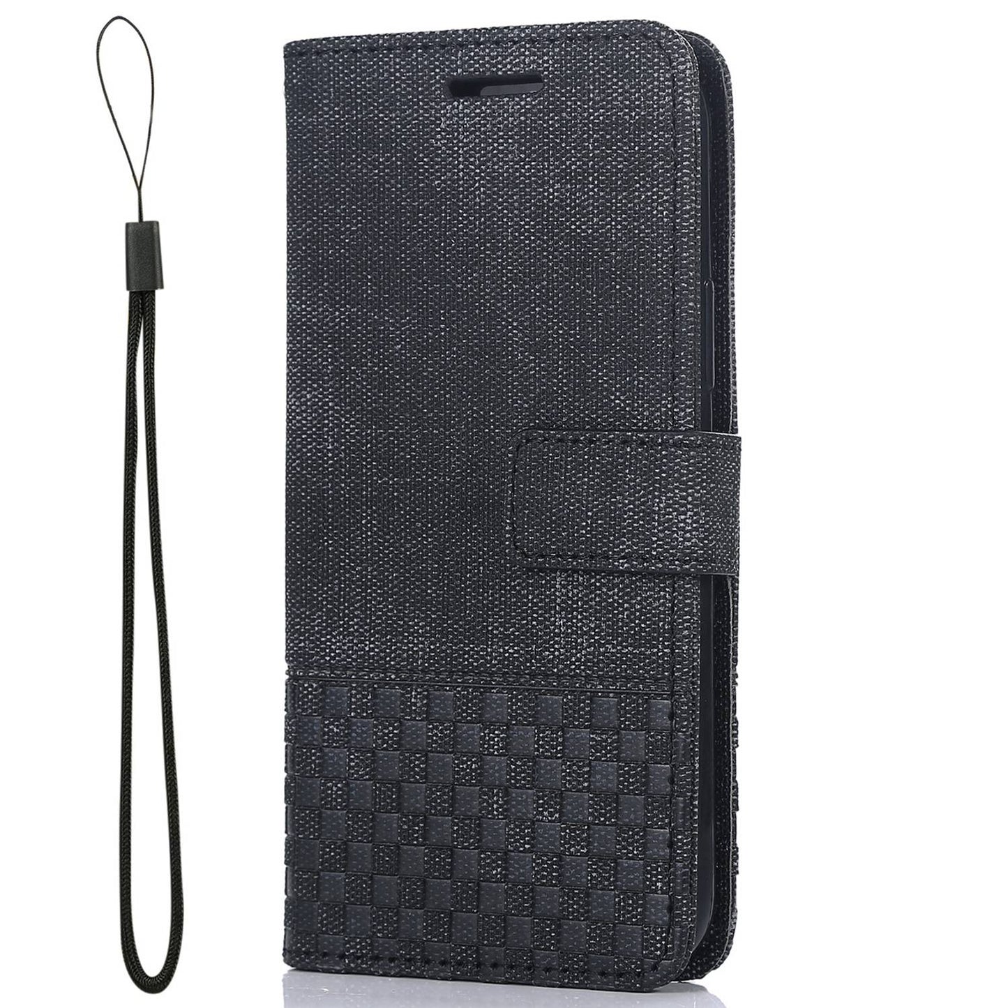 Anti-drop Phone Case For iPhone 13 Pro 6.1 inch, Cloth Texture PU Leather Magnetic Stand Wallet RFID Blocking Scratch-resistant Phone Cover