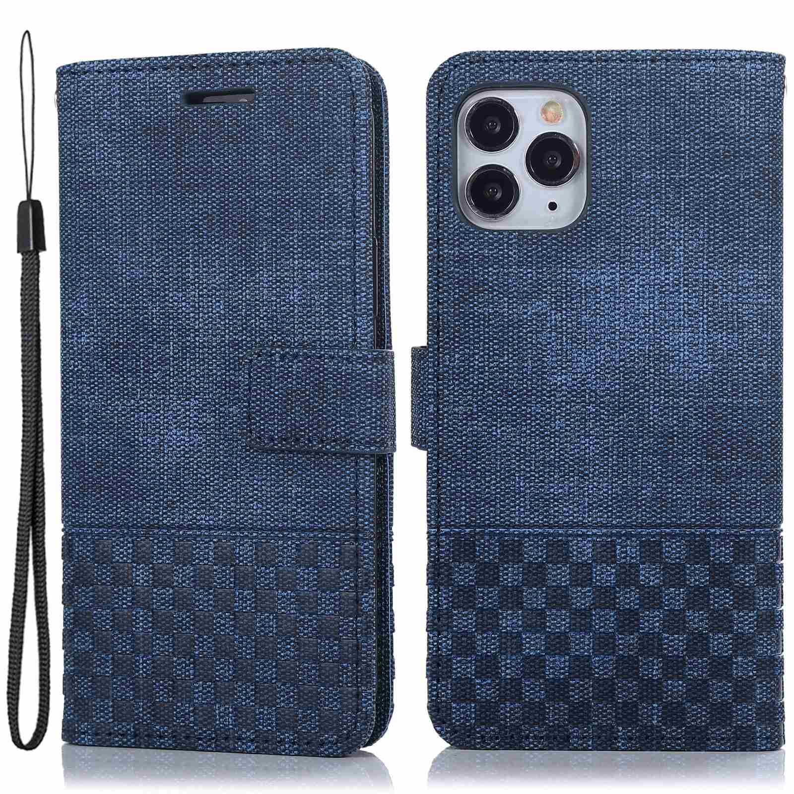 Anti-drop Phone Case For iPhone 13 Pro 6.1 inch, Cloth Texture PU Leather Magnetic Stand Wallet RFID Blocking Scratch-resistant Phone Cover