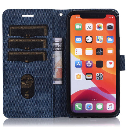 Anti-drop Phone Case For iPhone 13 Pro 6.1 inch, Cloth Texture PU Leather Magnetic Stand Wallet RFID Blocking Scratch-resistant Phone Cover
