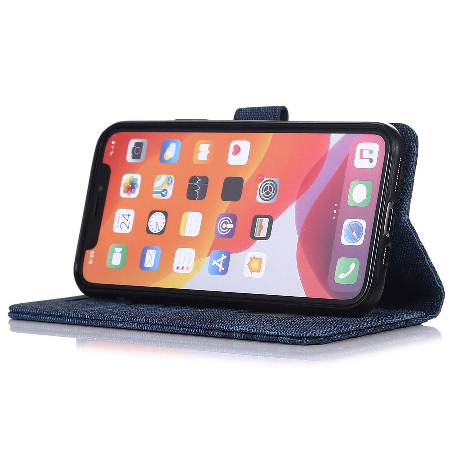 Anti-drop Phone Case For iPhone 13 Pro 6.1 inch, Cloth Texture PU Leather Magnetic Stand Wallet RFID Blocking Scratch-resistant Phone Cover