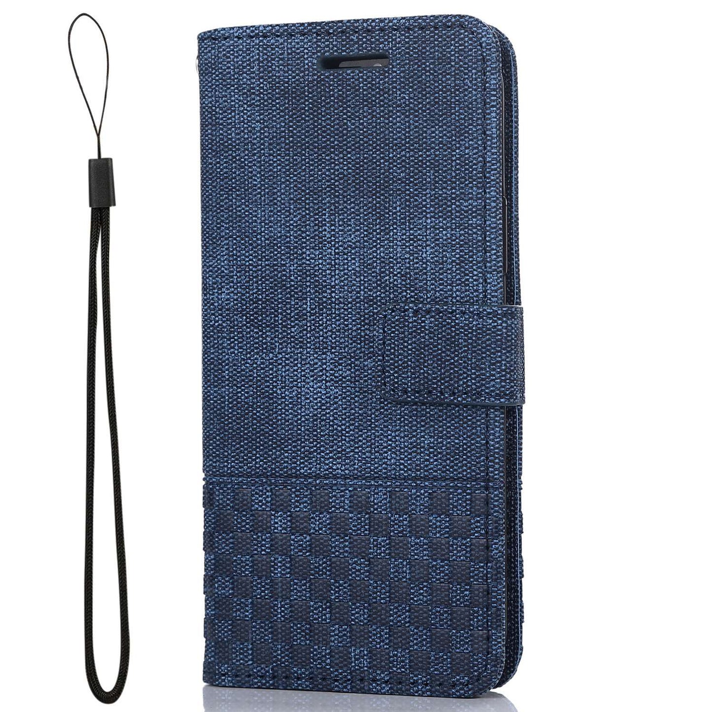 Anti-drop Phone Case For iPhone 13 Pro 6.1 inch, Cloth Texture PU Leather Magnetic Stand Wallet RFID Blocking Scratch-resistant Phone Cover