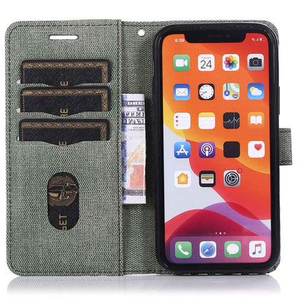 Anti-drop Phone Case For iPhone 13 Pro 6.1 inch, Cloth Texture PU Leather Magnetic Stand Wallet RFID Blocking Scratch-resistant Phone Cover