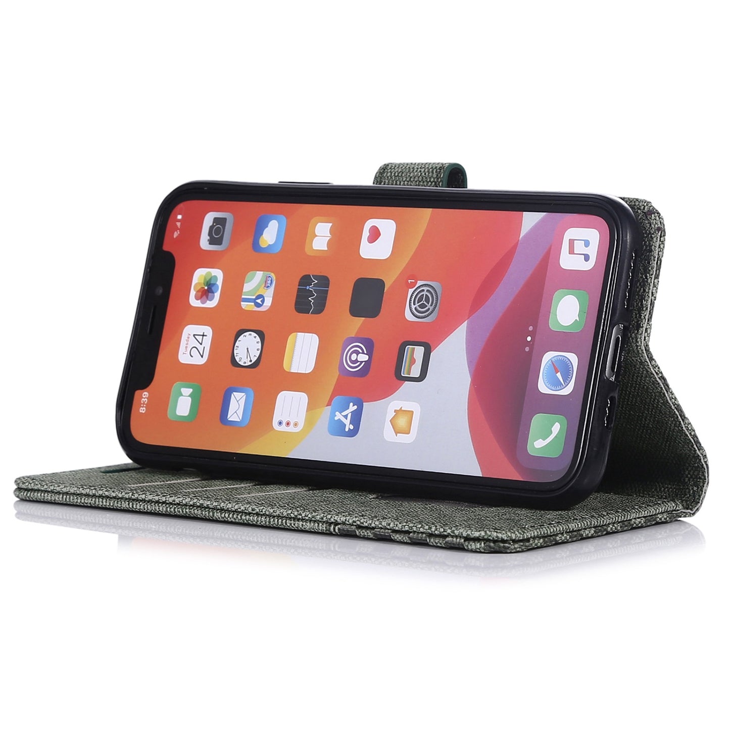 Anti-drop Phone Case For iPhone 13 Pro 6.1 inch, Cloth Texture PU Leather Magnetic Stand Wallet RFID Blocking Scratch-resistant Phone Cover